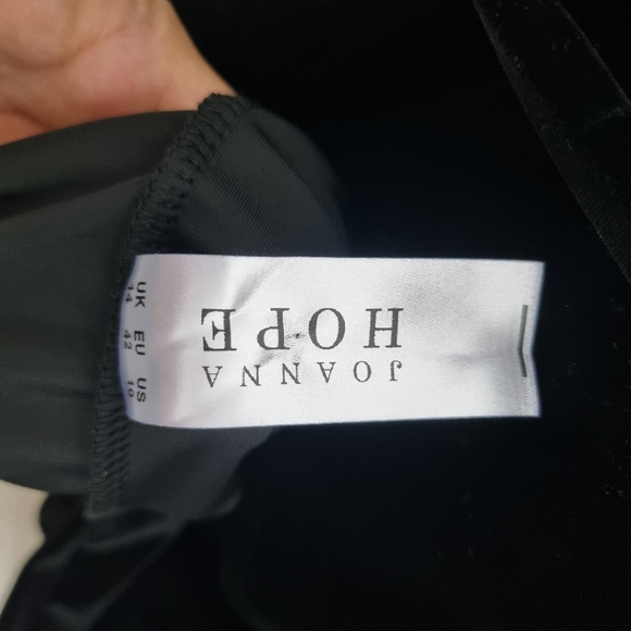 Joanna Hope Dress Womens Size 14 Peplum Midi Lace and Velvet Ivory Black - Picture 7 of 10